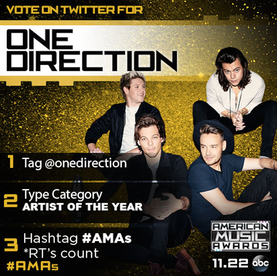 AMAs's tweet image. Voting closes tomorrow night! RT to vote for @onedirection for #AMAs ARTIST OF THE YEAR!