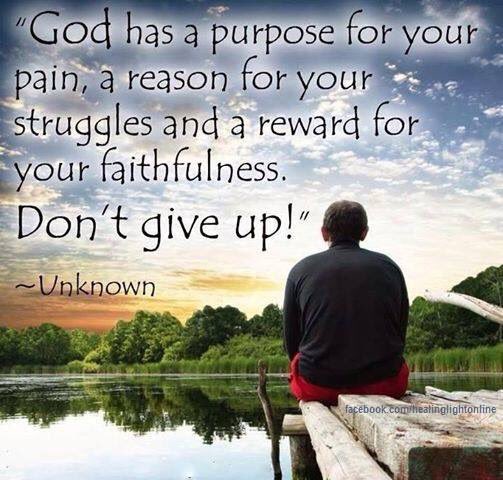 LapsOfLight's tweet photo. God has a purpose for your pain, a reason for your struggles and a reward for your faithfulness DONT GIVE UP #faith https://t.co/LyqwJdi5CJ