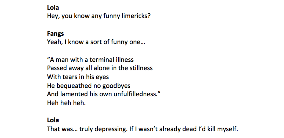 italicpig's tweet photo. Just wrote the most depressing limerick ever for @OutsiderGames #WailingHeights and I just had to share. #indiedev https://t.co/V0bgjvQVSS