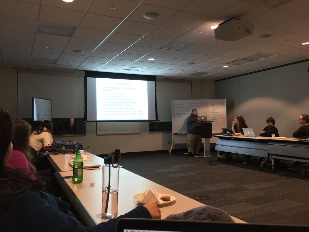 Regis is giving an awesome lightning talk on networking