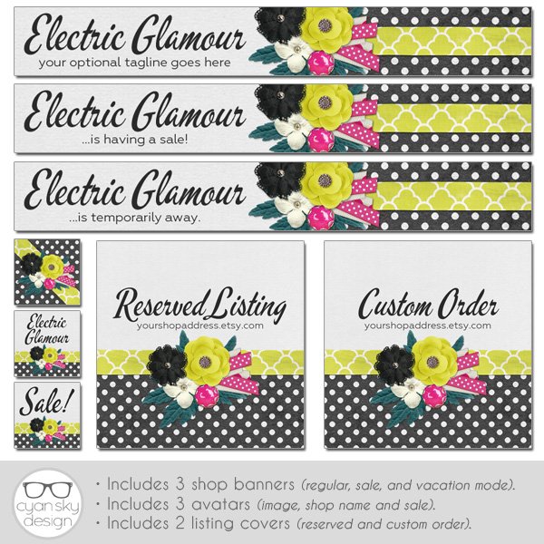 Cyanskydesign On Twitter Brand New Etsy Shop Branding Set