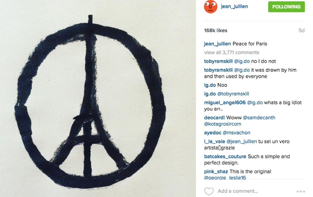 DigitalTrends's tweet photo. Artist’s simple ‘Peace for Paris’ drawing becomes symbol for solidarity https://t.co/cls55JvtgA https://t.co/aPv5iprg9S