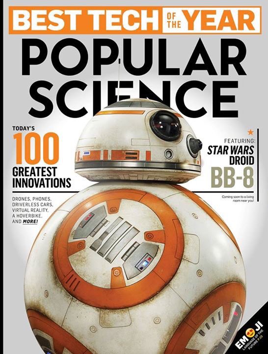 PopSci's tweet photo. Our Dec. issue, on newsstands now, features the real @starwars BB-8 on the cover #R2DWHO #StarWars #TheForceAwakens https://t.co/swd9eS8mSl