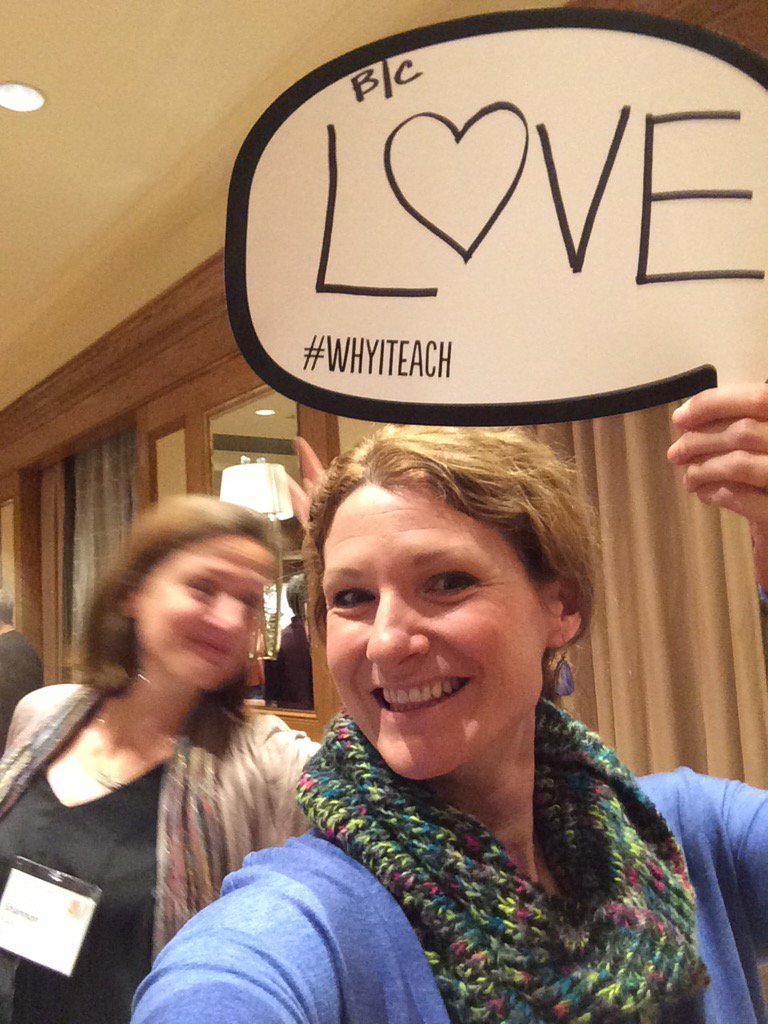 GNOWP's tweet photo. I teach b/c LOVE. ❤️❤️❤️#WHYITEACH #nwpam15 (Photobomb by Shannon Blady) https://t.co/Xyj03rKZtF