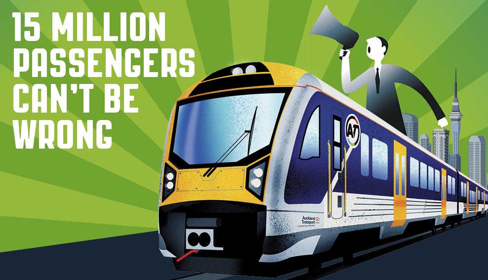 AklTransport's tweet photo. Some body is one in 15 million on Auckland trains today.  We just hit a new record  https://t.co/W01ueAgjQm ^JM https://t.co/dNiN8LzhGW