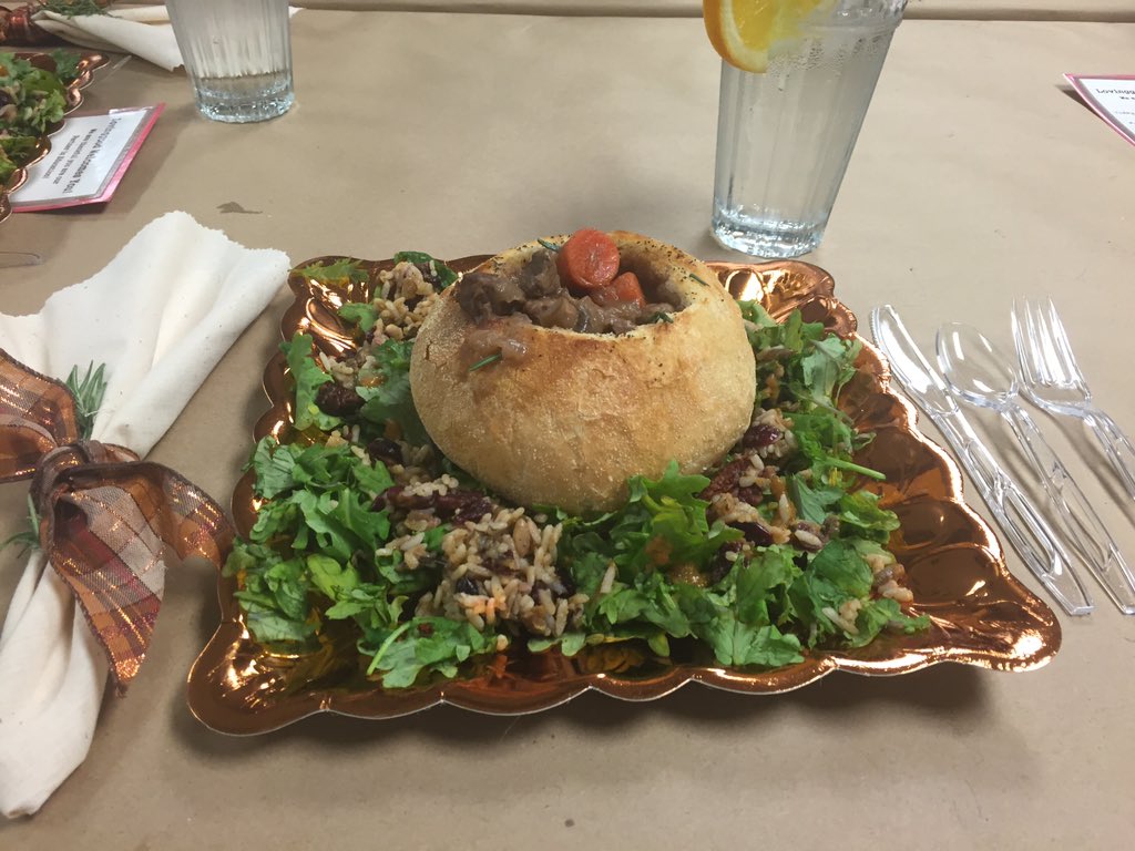 Lovinggood FACS students led by Ms. Castleberry prepare a fabulous meal for the Partners in Education! Well done!