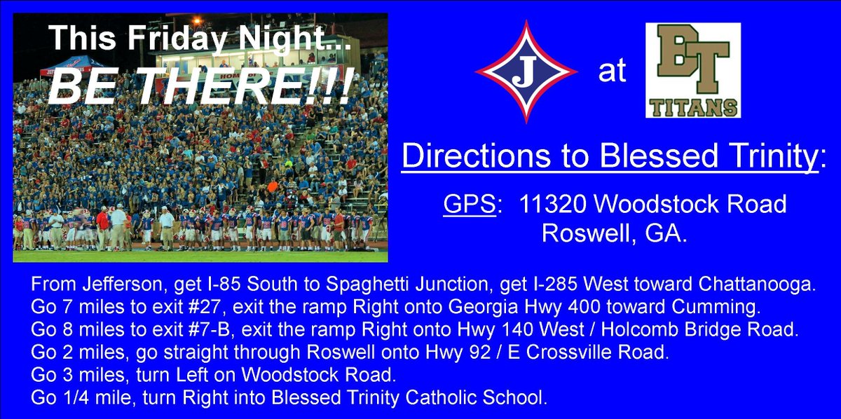 We NEED you this Friday night at Blessed Trinity #DragonNation!  The GPS address is 11320 Woodstock Rd, Roswell, GA.