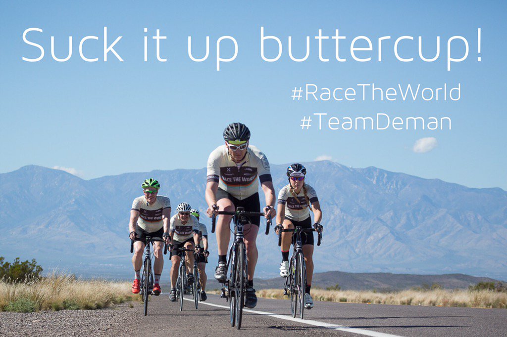 challengesophie's tweet photo. Love this team! One of our mottos on @RaceTheWorld #TeamDeman https://t.co/9mJ7GqWPGq