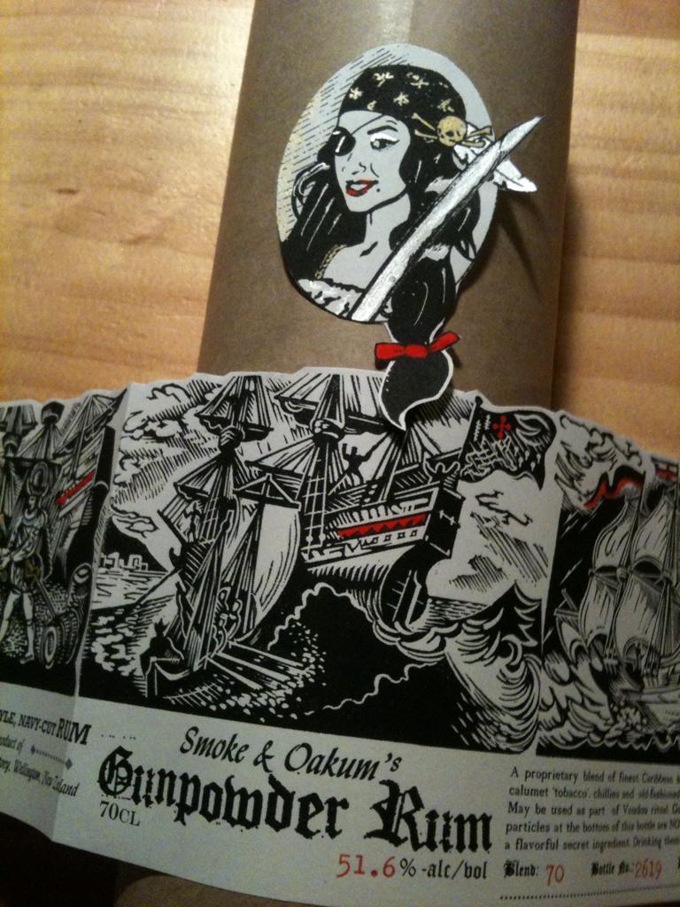 GunpowderRum's tweet photo. This pirate lass has returned briefly to grace bottles of Gunpowder Rum (throwback bottling of Blend 70, just 'cos) https://t.co/G67YJEKqiD