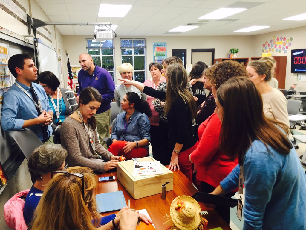 LipscombTech's tweet photo. The @LipscombAcademy teachers tried @breakoutEDU today! 🔍🗳🔓THEY BROKE IN!! We can't wait to use it w/ our students! https://t.co/BvRX5Y8amB