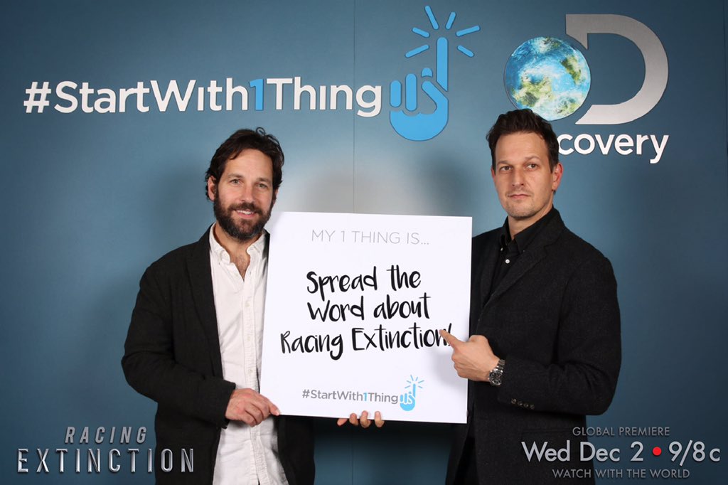 Discovery's tweet photo. Thank you Paul Rudd and @MrJoshCharles for your support of #RacingExtinction! https://t.co/QAUXzbUwqW