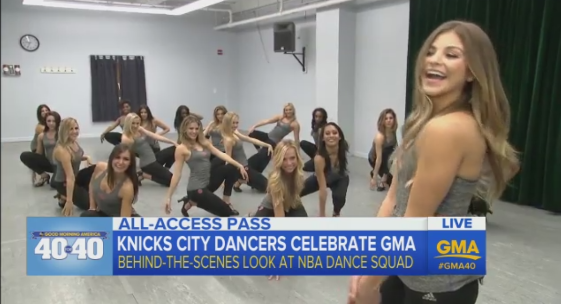 GMA's tweet photo. .@RebeccaJarvis just may have found a new gig directing the @NYKCityDancers #GMA40 https://t.co/YA4l3lhPxH https://t.co/1p3AoO49L2
