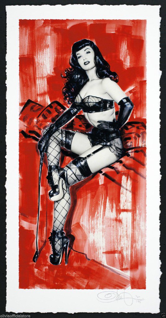 OliviaPinupArt's tweet photo. Bettie Page Movie poster2 https://t.co/2Zu8zdxAwb at the Olivia store!
 #blackbangs #lingerie #stilettos #whip https://t.co/VDIvmbUq2z