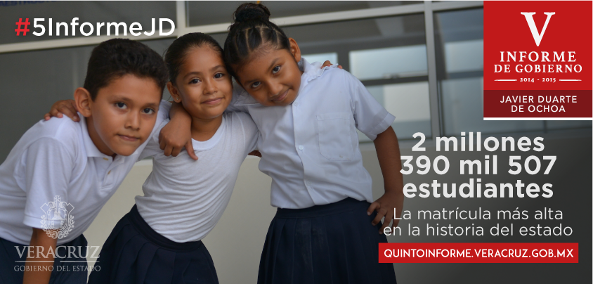 GobiernoVer's tweet photo. Más de 2 millones de estudiantes forman parte de la matrícula más alta en la historia de #Veracruz. #5InformeJD https://t.co/fwlFBR02VF