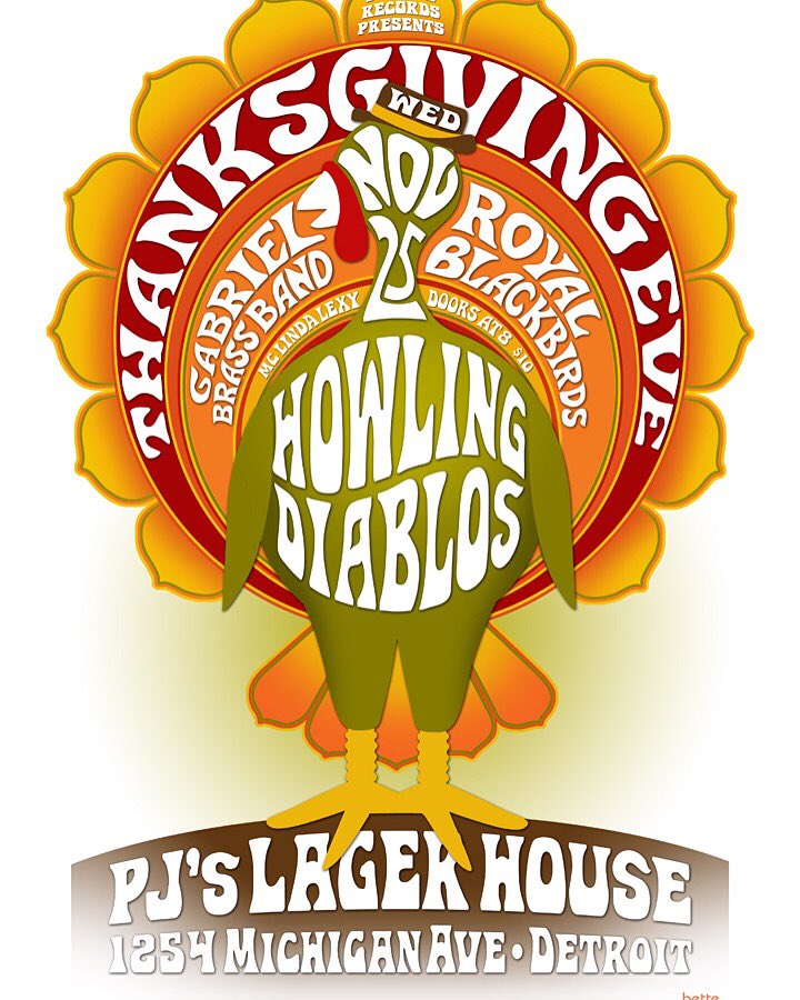 DetroitLexy's tweet photo. #PJ'sLagerHouse #Detroit #ThanksgivingEve #HowlingDiablos #RoyalBlackbirds #FunkyDRecords https://t.co/4ydtuoH5JD
