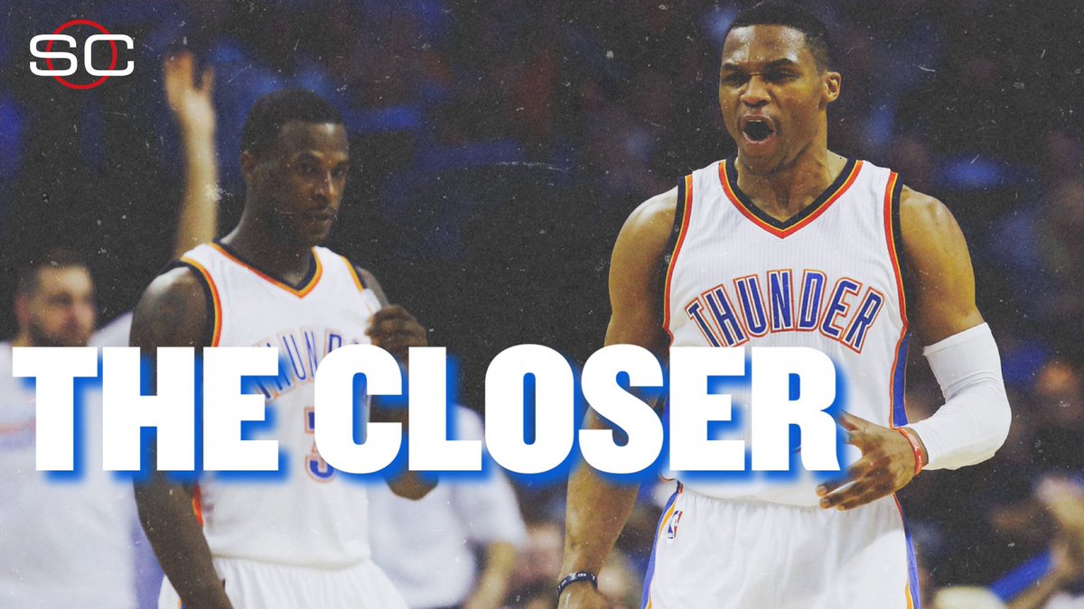 SportsCenter's tweet photo. Russell Westbrook scores 12 of final 15 OKC Pts. Thunder defeat Pelicans, 110-103.

Westbrook: 43 Pts, 9 Reb, 8 Ast https://t.co/Acb4OrtEOF