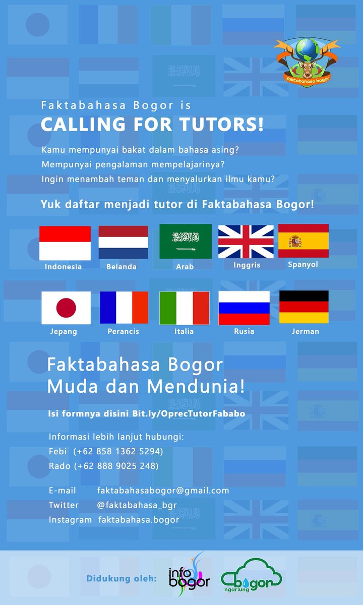 infobogor's tweet photo. Banyak keuntungan menjadi Tutor di @faktabahasa_bgr loh ! Info: 08889025248 / 085813625294 #OprecTutor https://t.co/MqBABsYvv8