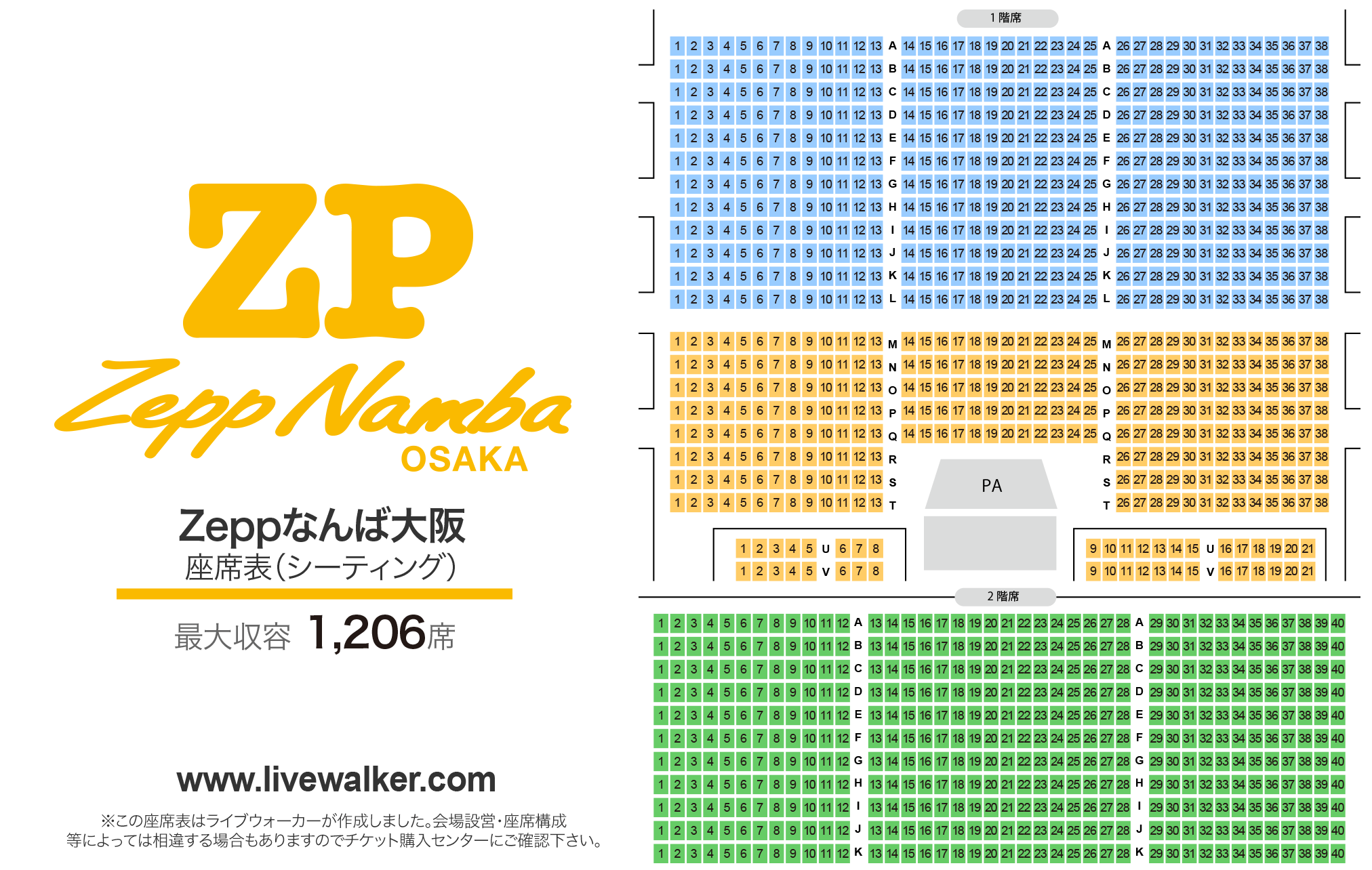 zepp なんば 座席