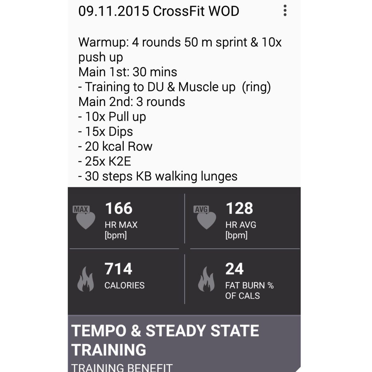 G_Cobbler's tweet photo. 09.11.2015 #Crossfit #WOD
#spartantraining #spartan #aroo @PolarGlobal #polarm400 #crsft #mondaymotivation https://t.co/uutFiA6IC1