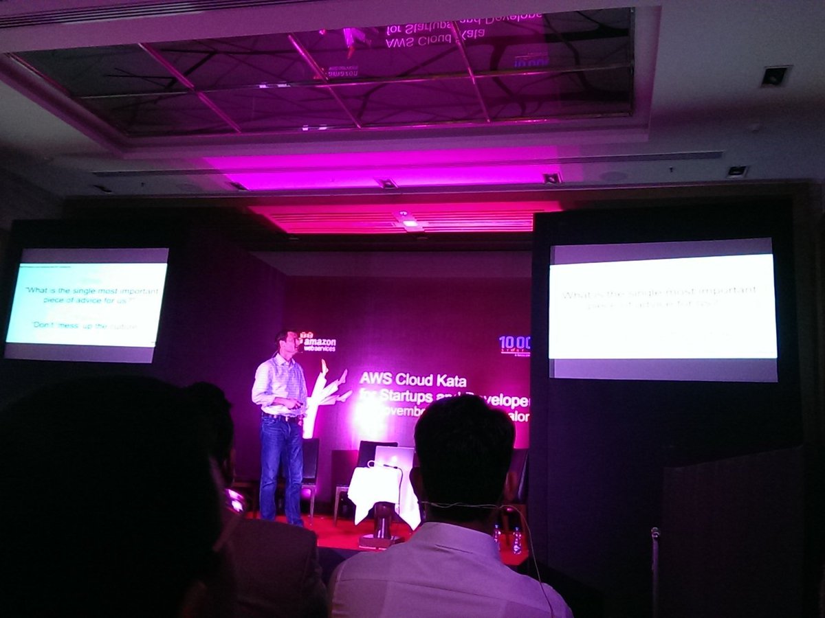 canaveensetia's tweet photo. Startup DNA and scaling by Bob  #AwsCloudKata @nasscomstartups @awsstartups https://t.co/e693QMKLPe
