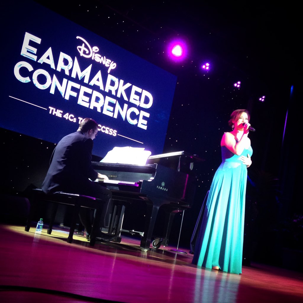 EarMarked2015's tweet image. The night keeps getting better! Ashley Brown now on stage at the 2015 Disney EarMarked Conference. #Disney4Cs