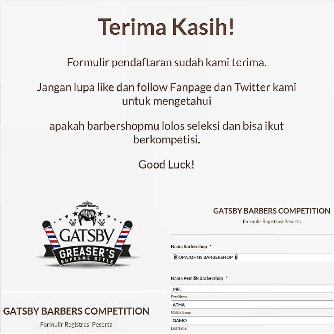 runawayboys_INA's tweet photo. "GATSBY BARBERS COMPETITION" 2015 👏 Doakan Lolos Seleksi Boys https://t.co/n3WsYK16Gi