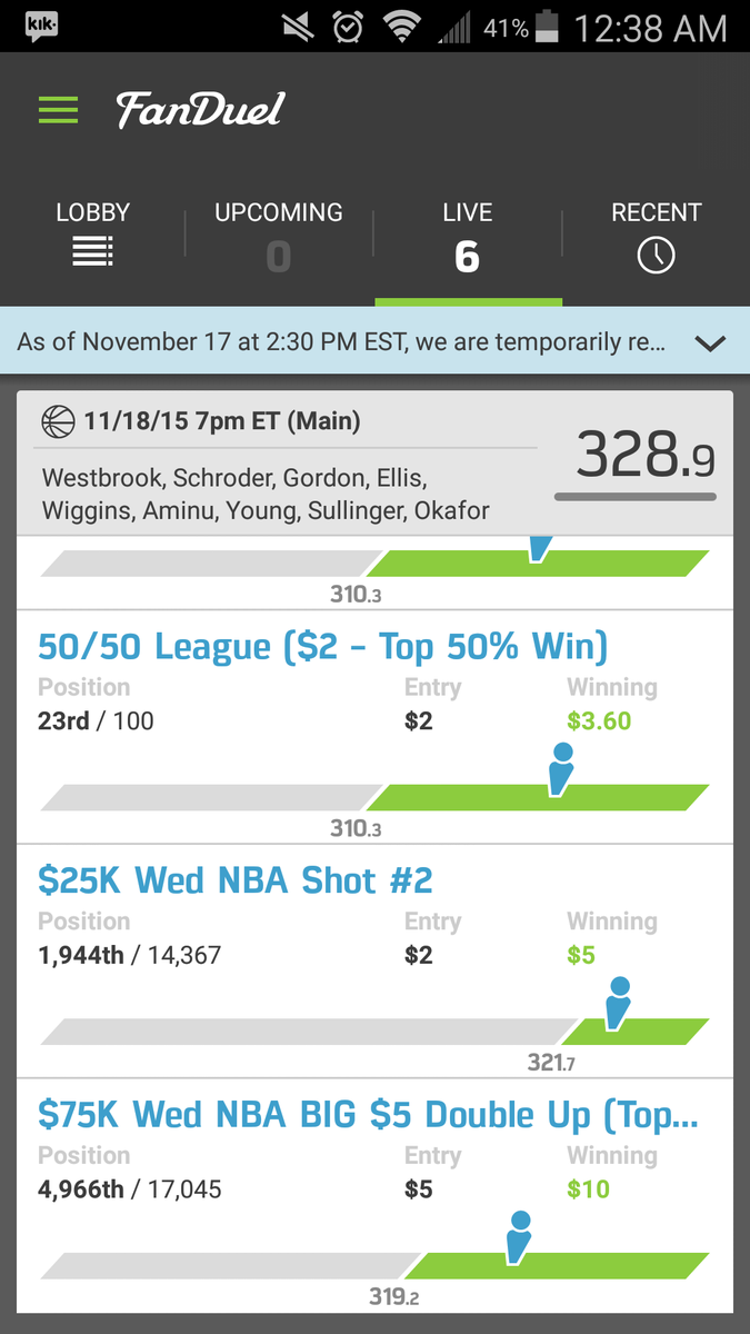 theLeggeII's tweet photo. @HuggyBear916 Seeing green in cash, and GPP on a tough night to cash. Much appreciated brother. #Huggymafia https://t.co/rSrsaEfprd