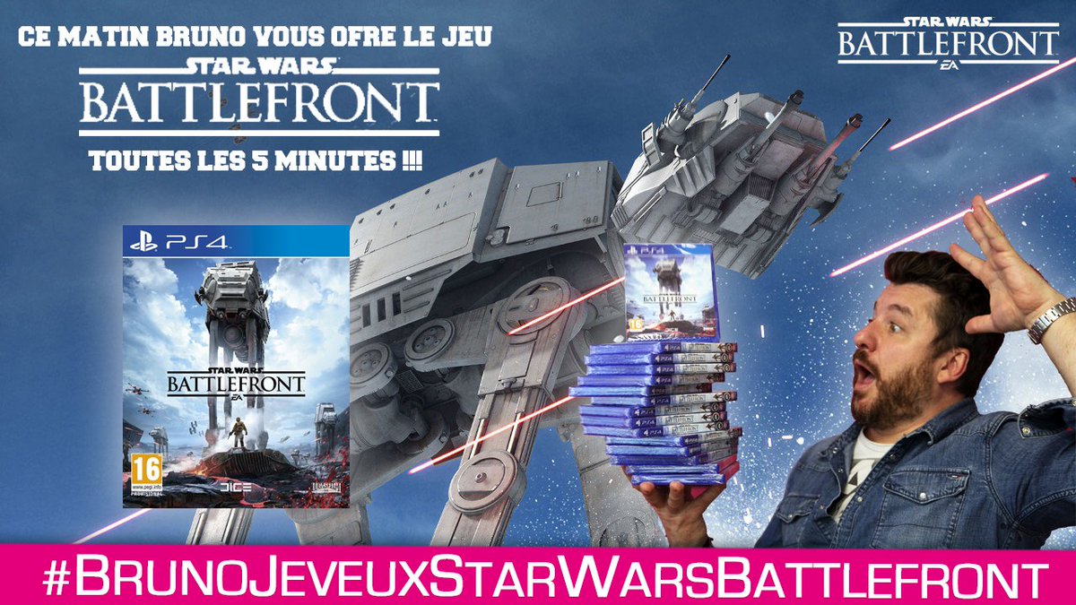 BRUNOFUNRADIO's tweet photo. Ce matin on vous offre le jeu "Battlefront" toutes les 5 min sur @funradio_fr !!! => #BrunoJeVeuxStarWarsBattlefront https://t.co/StDBNs8248