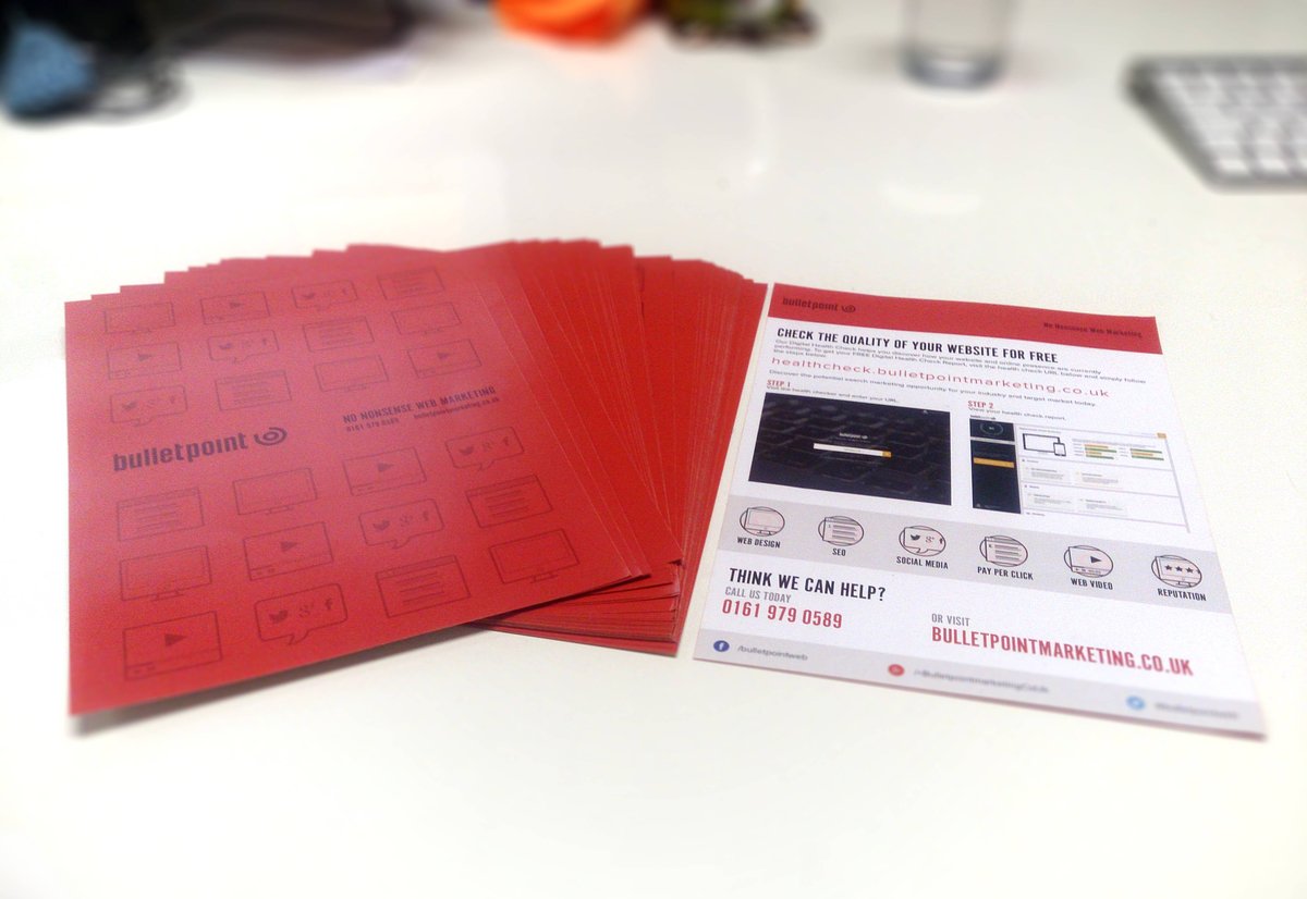 BulletpointWeb's tweet photo. #web healthcheck flyers have landed in the office to coincide with the launch! Check it out https://t.co/xQKF7HBZfA https://t.co/V2hMl6l3Fh