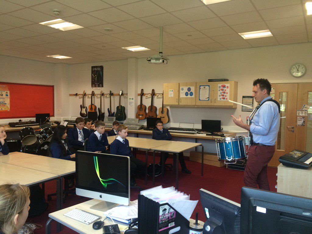S1 pupils enjoying a demonstration from Snare Drum Tutor Mr Ross <a href="/D2Percussion/">D2 Percussion</a>