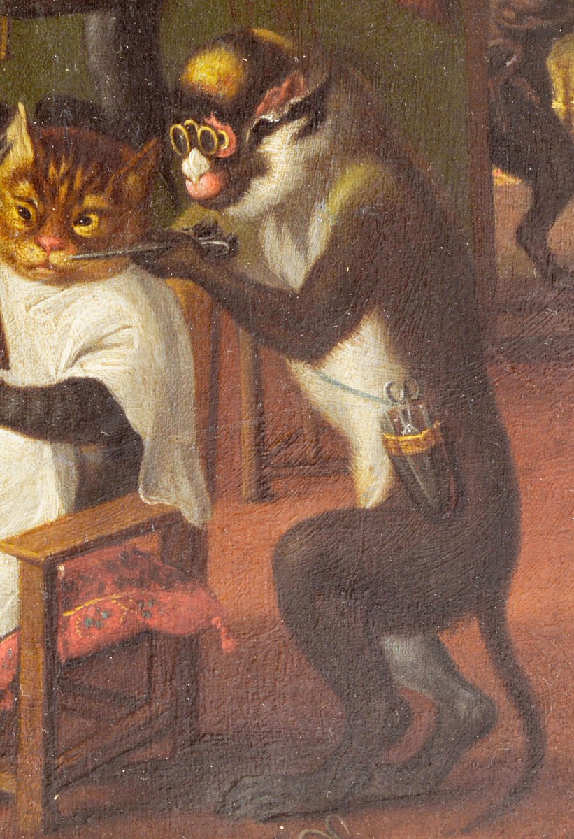 Museo Artes Decorativas on Twitter: "Monos afeitando gatos en una ...