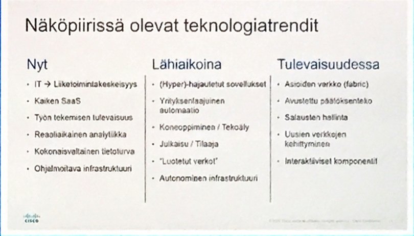 AnnaYlihurula's tweet image. Digitalisaatiota edistävät teknologiatrendit #CiscoConnectFI
