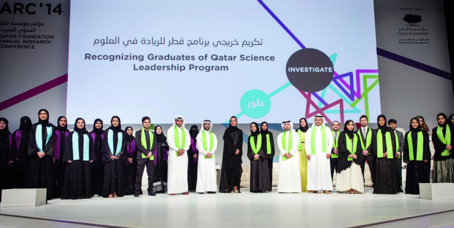QF_ARC's tweet photo. HH Sheikha Moza bint Nasser recognizing graduates of 'Qatar Science Leadership Program' during #ARC2014 #TBT #Qatar https://t.co/T8bK8qr5Mk