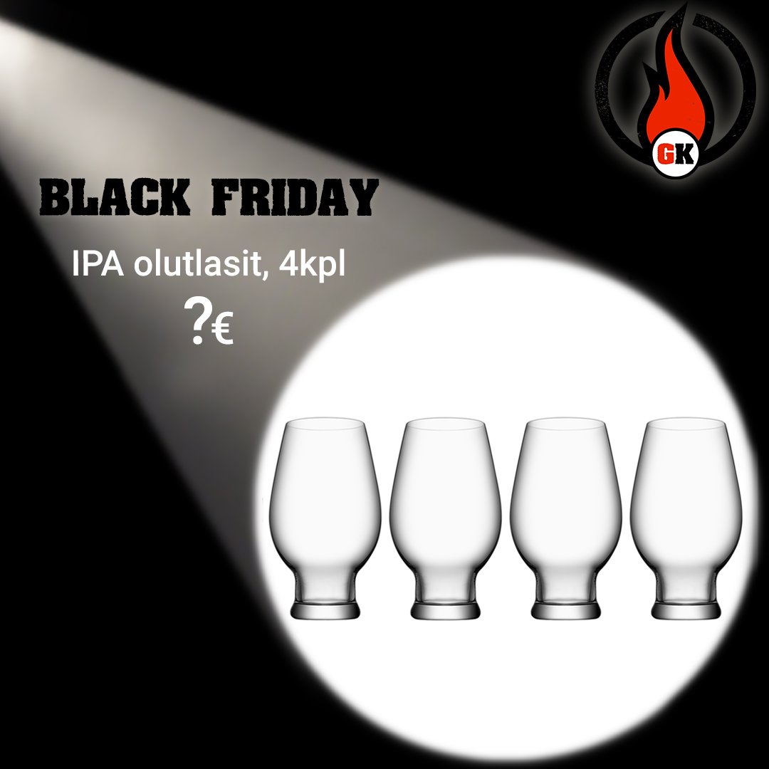 27.–29.11. vietetään #BlackFridayFi tapahtumaa. #BlackFriday #tarjous

IPA lasit lähtee huomenna hyvään hintaan.