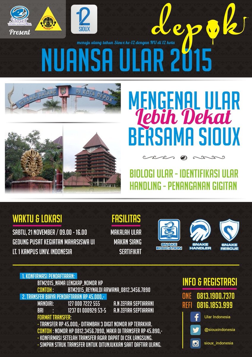 siouxindonesia's tweet photo. Kota ke 6 DEPOK ! Yuk dftr, yg berada di depok dan sekitar nya bsa banget weekend ini ikut NU loo #NuansaUlar https://t.co/Ev4SCBuTV8