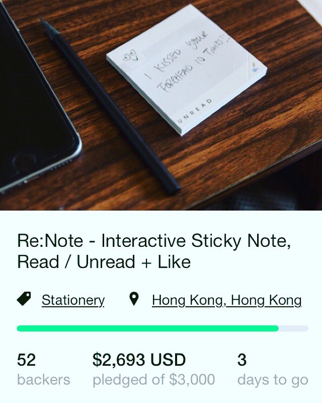 3 Days Left ! 89% of Goal Achieved ! 
Support us and Get your own pads now at Kickstarter ! bit.ly/re-note