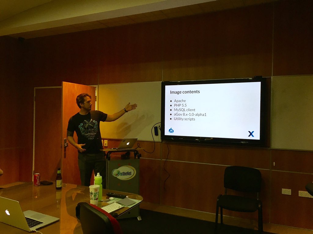 drupalgoldcoast's tweet image. Kim and Nick are kicking off Drupal 8 launch party with a talk about Drupal on Azure #drupal #drupal8 #Azure #webdev