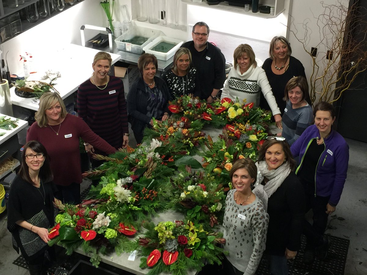 flowerstudioNL's tweet photo. Last night's #workshop #fun!!! Gearing up for another one tonight.  #flowerstudioNL #flowers #YYT #newfoundland https://t.co/gWBLQ761xS