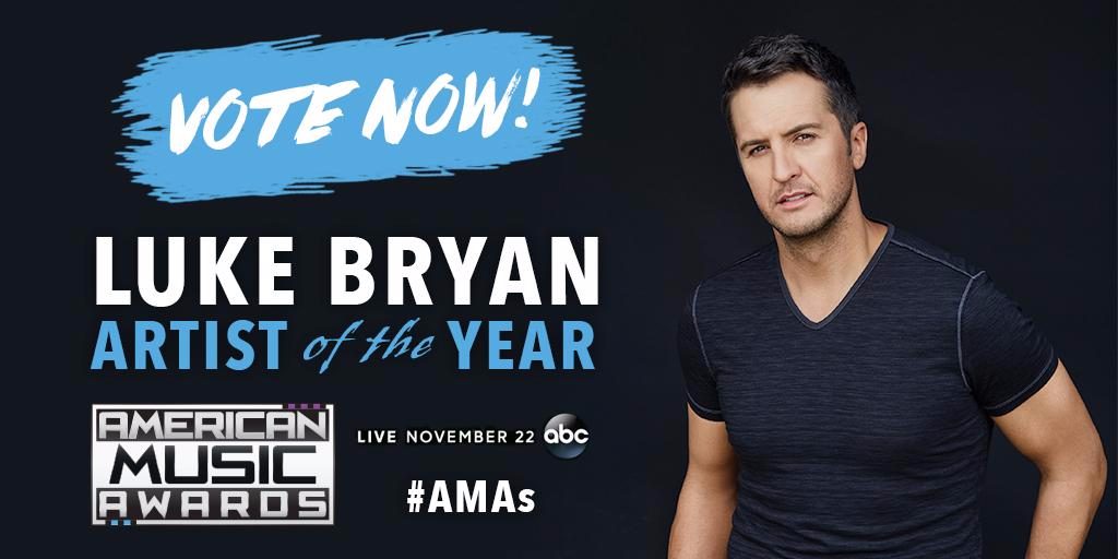 Cabelas's tweet photo. Vote for #TeamCabelas @LukeBryanOnline for the #AMAs Artist of the Year! https://t.co/dkzcMZTLqP