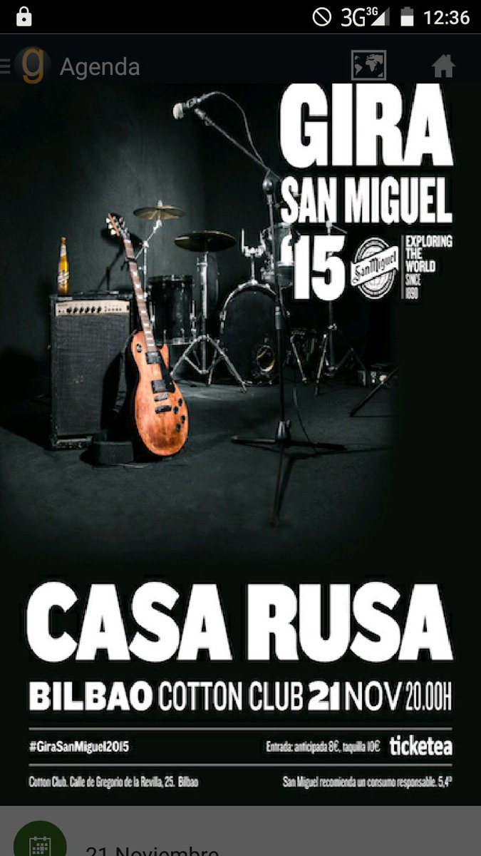 #bilbao La #GiraSanMiguel2015 te trae a <a href="/Casa_Rusa/">Casa Rusa</a> en #concierto en <a href="/CottonBilbao/">Cotton Bilbao</a> el sábado!