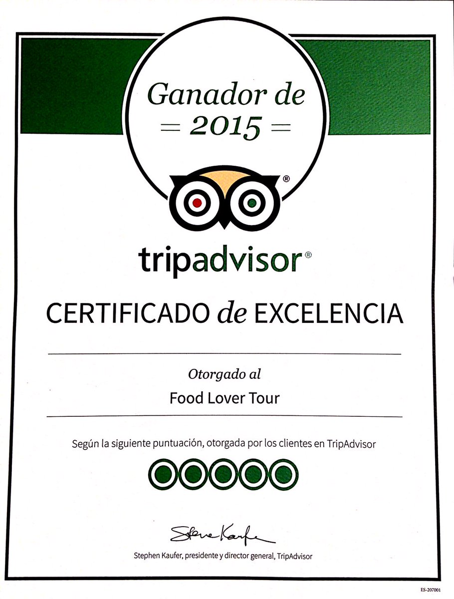 Foodlovertour's tweet image. #FoodLoverTour says THANK YOU for more than 500 Reviews, certified by Tripadvisor with "EXCELENCIA". #barcelonatours