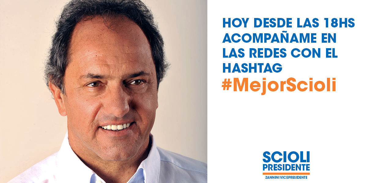 Recordá que desde las 18 hs vamos a compartir los mensajes usando el hashtag #MejorScioli