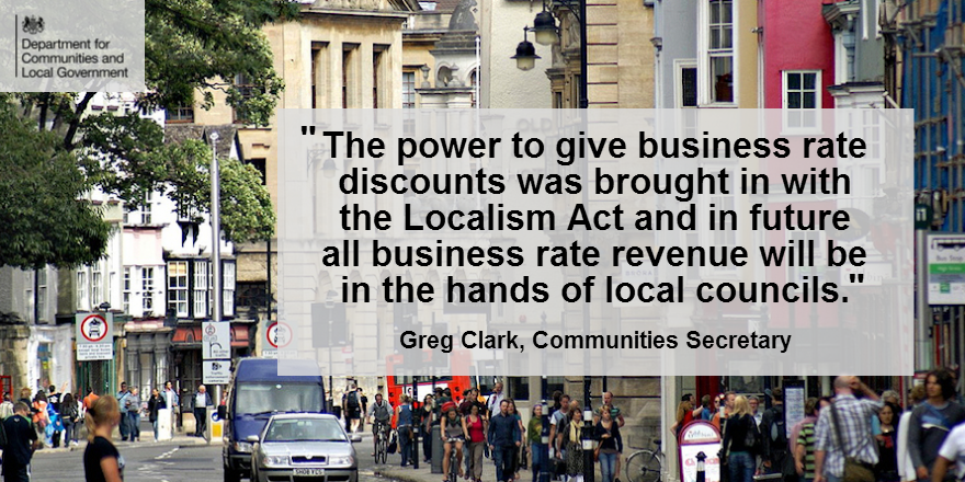 Communities secretary @gregclarkmp on the business rate discounts  ow.ly/UQ2W0