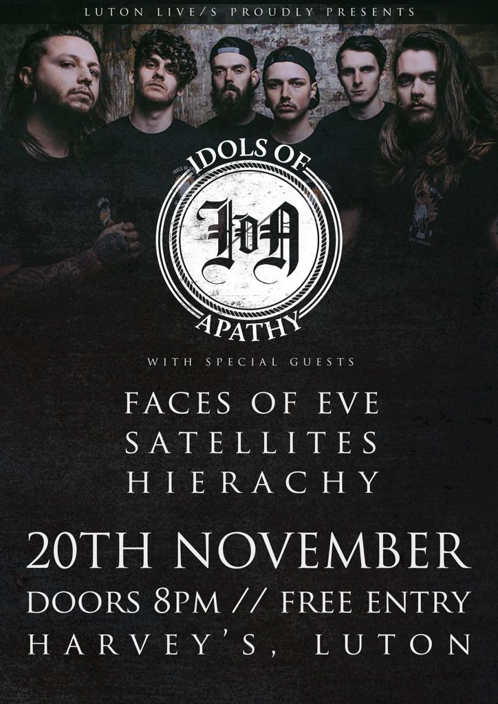 || TOMMOROW || LUTON || 8PM ||
With <a href="/IdolsOfApathy/">Idols Of Apathy</a> @F_O_E_UK &amp; <a href="/HierarchyUK/">HierarchyUK</a> #music #metal #gethated