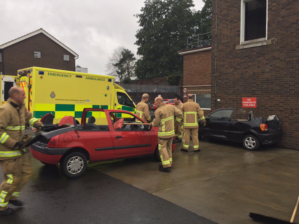 Rtc entrapment scenario . # working together. With <a href="/SECAmbulance/">South East Coast Ambulance</a> <a href="/CanterburyCCUni/">Canterbury Christ Church University</a> <a href="/kentfirerescue/">Kent Fire and Rescue Service</a>