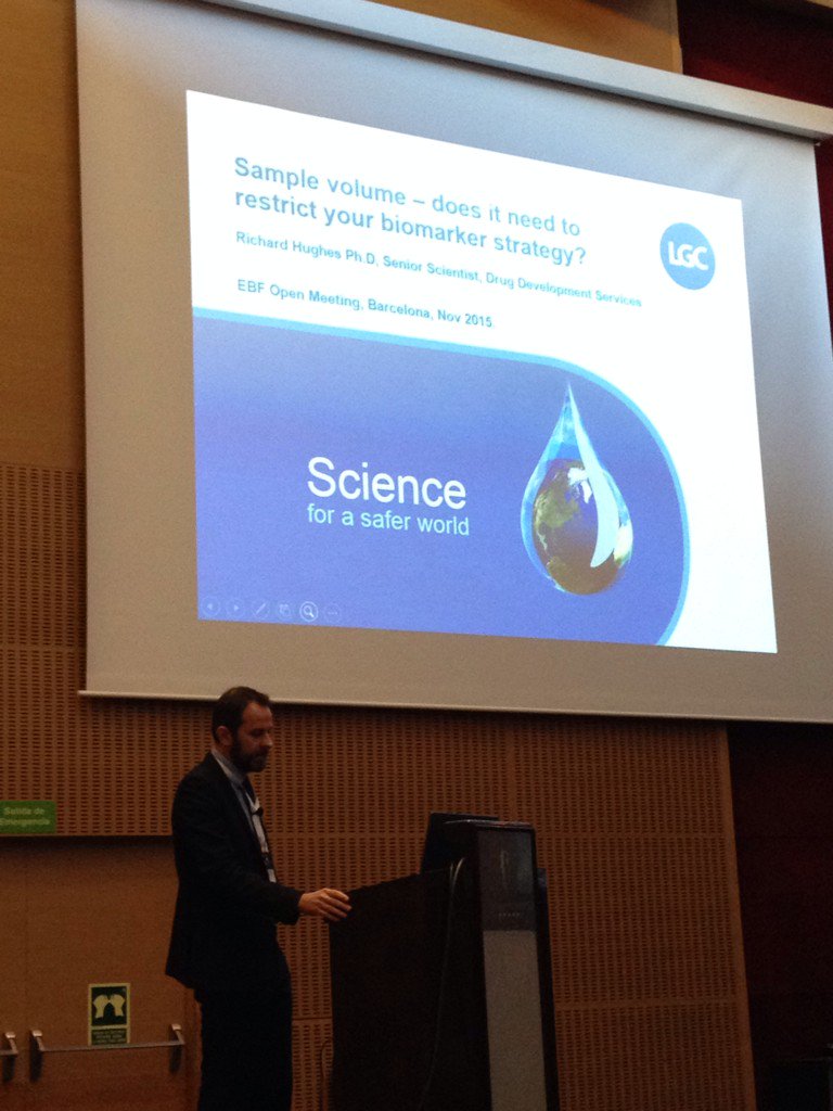maitlandandrew's tweet photo. LGC has more to say on Biomarkers #EBF2015 Richard Hughes presents on analytical challenges with small sample volume https://t.co/0hZi8p07mC