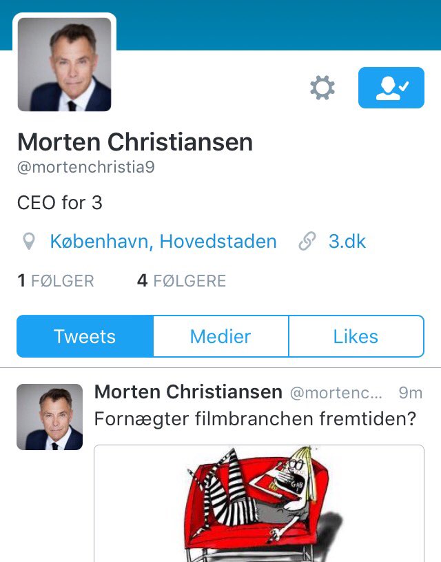 Medielover's tweet photo. Så kom vores CEO @mortenchristia9 på Twitter. Tag godt imod ham😊 #NyPåTwitter https://t.co/40SNHMAcLL