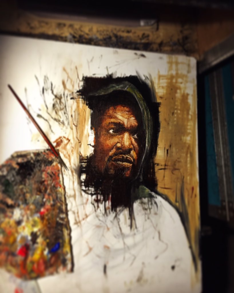stuside's tweet photo. @rootsmanuva doing a little bit of painting whilst on tour with simply red.. This is what do backstage in downtime.. https://t.co/BQkS2TBXz7