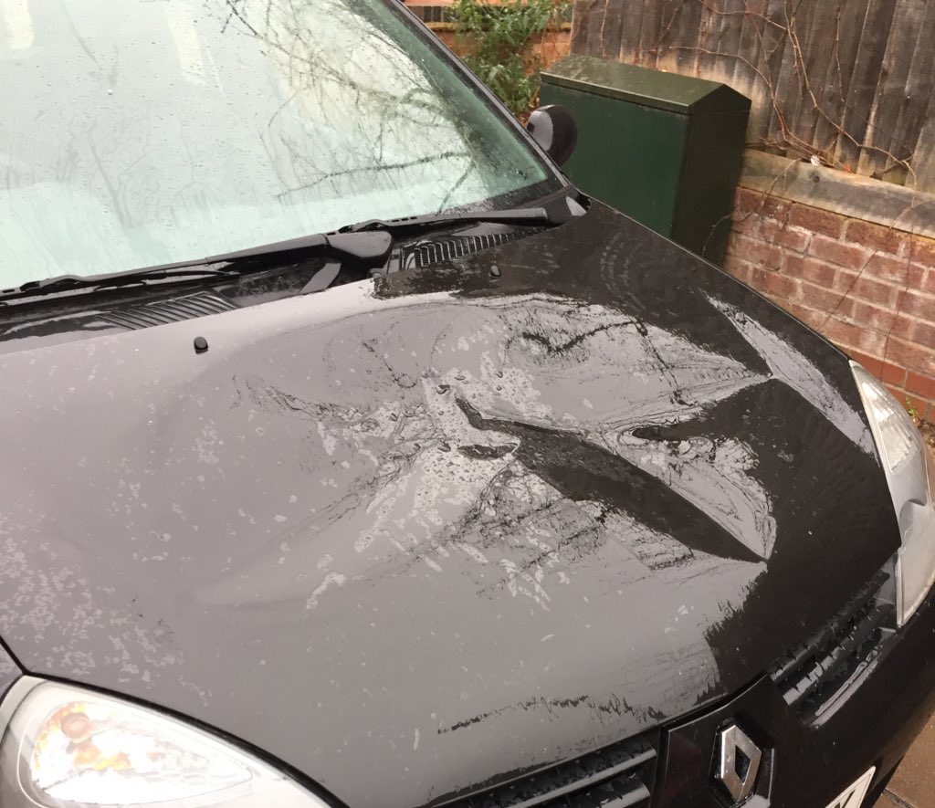 DeludedBaj's tweet photo. Shocking news today. My Renault Clio has been vandalised. What kind of no good citizen would do this? #JusticeForRon https://t.co/SesdTAUSWr