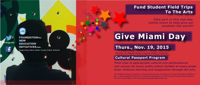 MDCPS's tweet photo. Fund field trips for @MDCPS students. Support @fneigives on #GiveMiamiDay https://t.co/lQuUP0E4Po @MDCPScultural https://t.co/hnebmC6IqB